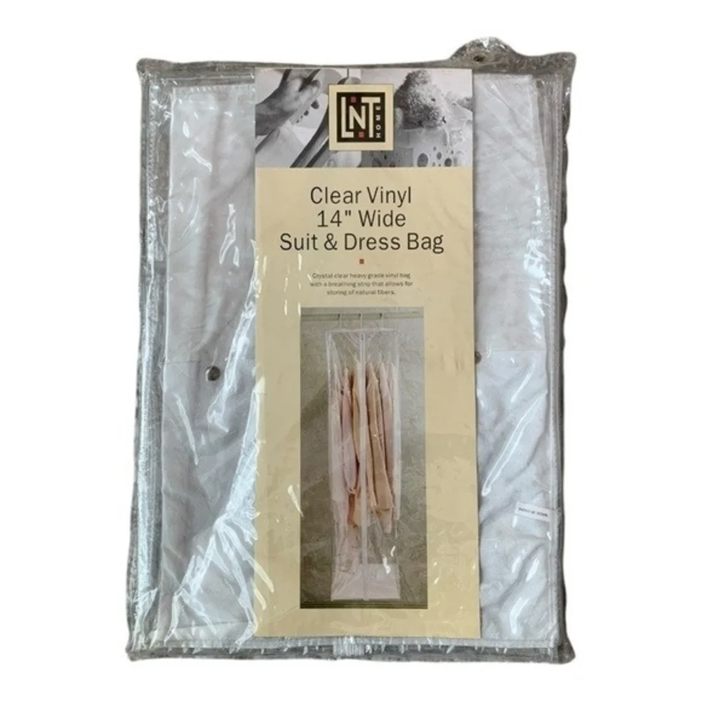 NIB Clear Vinyl Suit Dress Bag Wide Zippered Garment Bag Closet Organizer